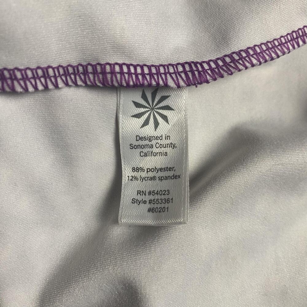 Athleta Dress Womens XS Purple Surplice V-Neck Ruched Wrap Midi Travel - Picture 12 of 12